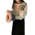 Early Autumn Long Sleeve Stitching Design Striped Sweater Inner Wearing Women's Clothing 2023 New French Style Sweater Top. 