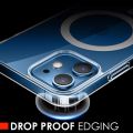 For Apple iPhone 12 MagSafe Compatible Shockproof Transparent Slim Fit Wireless Charging supported Frosted Border Phone Back Case Mobile Cover.