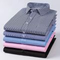 New Men's Classic Long Sleeve striped Basic Dress Shirts Single Patch Pocket Formal Business Standard-fit Office Social Shirt.