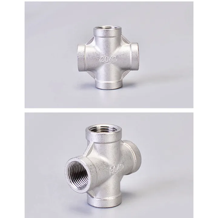 4Pcs%20Four-Way%20Joint%20Stainless%20Steel%20Hose%20Garden%20Hose%20Tube%20Connector%20Silver%20Water%20Tube%20Head%20Easy%20to%20Use%20-%20Image%202
