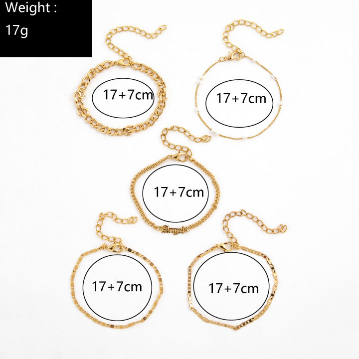 Alien%205Pcs%20Trendy%20Chain%20Bracelet%20Set%20For%20Women%20Angel%20Letter%20Gold%20Silver%20Color%20Link%20Chain%20Bangle%20Female%20Fashion%20Jewelry%20Gift%20-%20Image%202