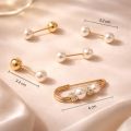 Premium Hijab Pin & Brooch Set - Adjustable Waist Pin for Shari/Dress/Trouser - 2 Pcs Set Stone & Pearl Safety Pins for Women. 
