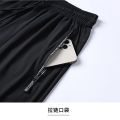 2023 Summer New Solid Color Loose Casual Thin Style Knee Length Pants Man Elastic Waist Pockets Zipper Street Motion Shorts. 