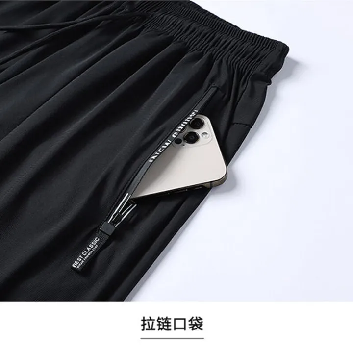 2023%20Summer%20New%20Solid%20Color%20Loose%20Casual%20Thin%20Style%20Knee%20Length%20Pants%20Man%20Elastic%20Waist%20Pockets%20Zipper%20Street%20Motion%20Shorts%20-%20Image%205
