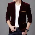 2021 Autum Velvet Wedding Dress Coat Mens Blazer Jacket Fashion Casual Suit JacketStage DJ Men's Business Blazers Costume Homme. 