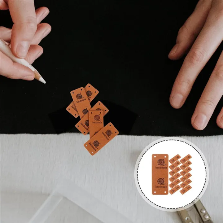 50Pcs%20Faux%20Leather%20Label%20Handmade%20Tag%20Label%20Folding%20Handmade%20Tags%20Button%20with%20Holes%20Embossed%20Tag%20Embellishment%20Knit%20-%20Image%205