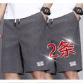 Summer Men's Ice Silk Shorts Thin Sports Quick-Drying Knee Length Pants Casual Pants Beach Five Points Large Trunks1/2-Piece.