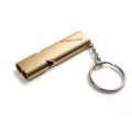 Dual Tube 120dB Metal Whistle Keyring Double Tube Whistle Keychain Key Ring Key Holder (Golden). 