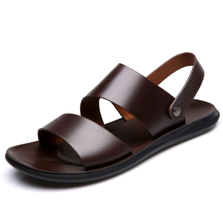 Summer%20Beach%20Shoes%20Mens%20Sandals%20%20Leather%20Brown%20Black%20Sandals%20for%20Men%20Outdoor%20Casual%20Shoes%20Flats%20Shoes%20Men%20Sandals%20Slipper%20-%20Image%202
