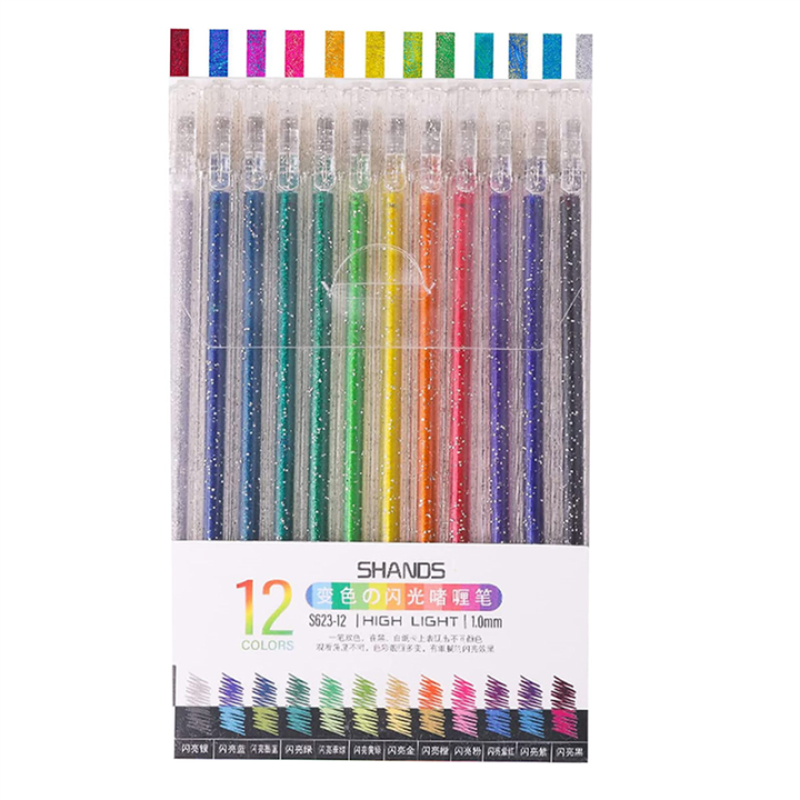 1 Set Colored Glitter Pen Glitter Gel Pens for Kids Colored Gel Glitter Pen (12 Colors)