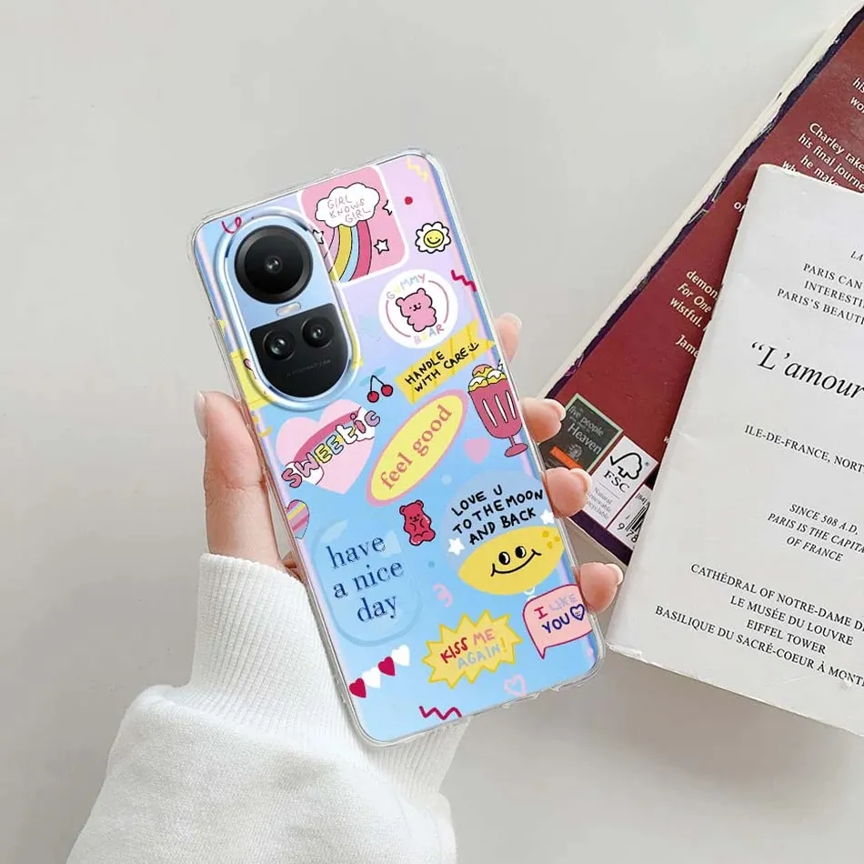Yarxiawin Per OPPO Reno 10 Pro 5g Glitter Glitter Fiore Lusso Lucido Cover OPPO Reno 10 5g Custodie Trasparente Silicone Morbido TPU Case Viola (Rosa