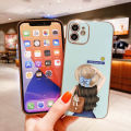 FINDWORLD for iPhone 11 Pro Max Cute Cartoon Hat Girl Square Edge Pattern Design Luxury Plating Soft Phone Case.