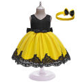 Foreign trade wholesale new girls long skirt bow lace dress middle and big kids evening dress kids dress.