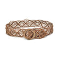 New Vintage Wide Bohemian Belts Women Round Wood Buckle Female Casual Dress Belt. 