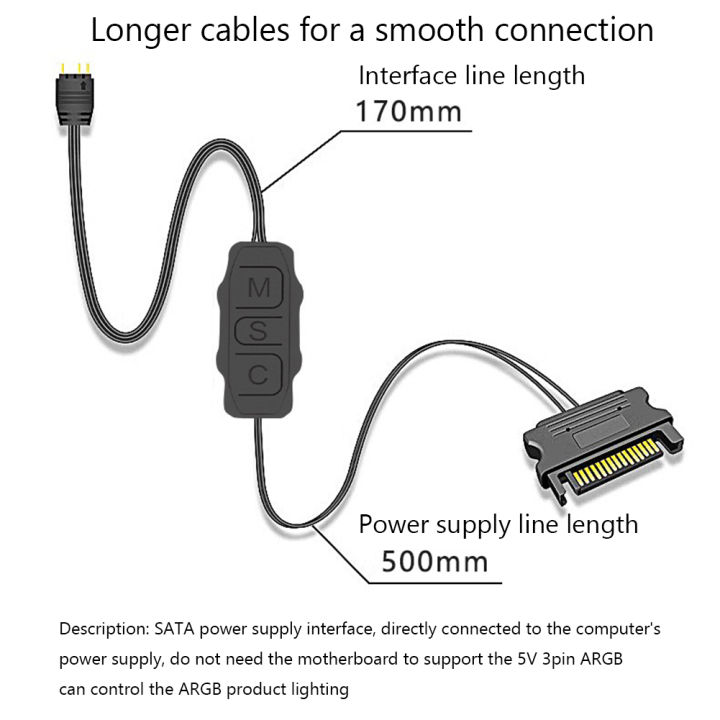 5V%203PIN%20ARGB%20Controller%20ARGB%205V%203PIN%20To%20SATA%20Interface%20Extension%20Cable%20RGB%20Sync%20Controller%20Cable%20for%20PC%20Fan%20Light%20Strip%20-%20Image%202