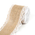 Yfashion Jute Cloth Roll with White Lace Craft for e Decoration Packaging 2M/Roll. 