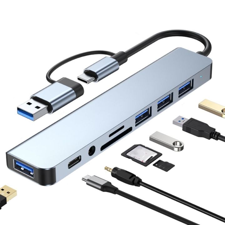 8 in 1 Mobile Phone Tablet OTG Adapter Expander Dock Station USB C HUB USB 3.0 Type-C Splitter PD Charging