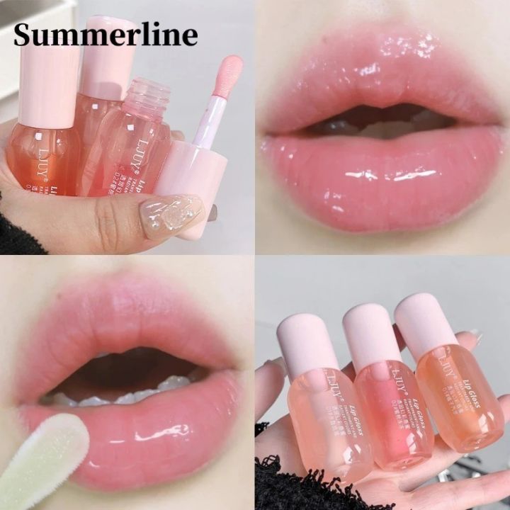 Fruit Crystal Jelly Hydrating Transparent Lip Oil Long Lasting Plumping Clear Lip Plumper Serum Lips Care Makeup Cosmetics