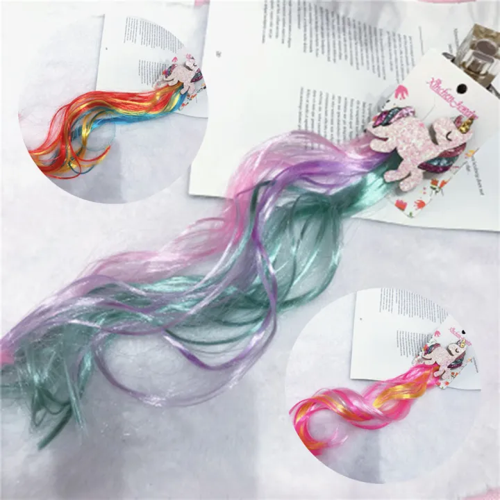 Colorful Unicorn Wigs Stylish Kids' Hair Hairpins Lovely Gradient Princess Hair Ornament for Dress-Up Parties Costume Events Dance Performances Daily Wear Girls' Fashion