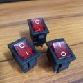 3Pcs- 6A MINI ROCKER Switch 6A 250V 4 Pin RED BLACK Color Switches 4Pin On Off 2 Positions Full Illuminated Neon RED Indicators DPST Power Switch For Auto Car Boat IPS UPS. 