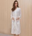 Ladies Waffle Cotton Bathrobe Kimono Robe Knee Length for Winter and Summer. 