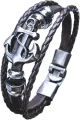 Black Braided Men Leather Bracelet Stainless Steel Magnetic Buckle.