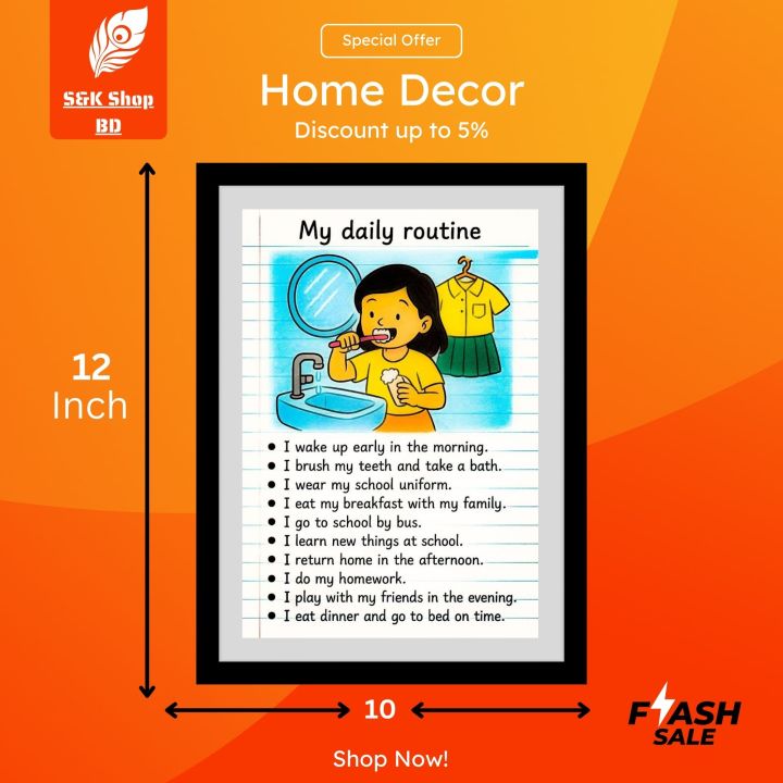 Home Decor | My Daily Routine Kids Educational Wall Chart | Children ...