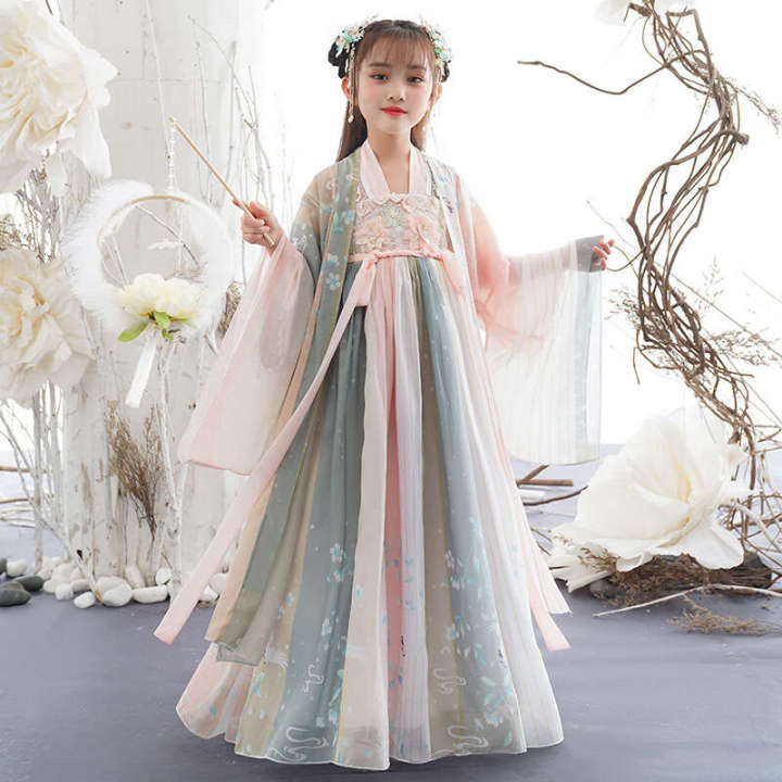 Girl's Hanfu, Chinese baby Tang costume, Ru skirt, autumn and winter ancient style, super immortal children's little girl dress