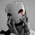 Cosplay Full Face Masks Adults Japanese Anime White Smile Mask Halloween Props Adjustable Mask Performance Facepiece Helmet.