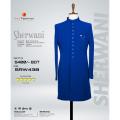 Raj Fashion Navy Blue Plain Italian Indowestern Sherwani. 