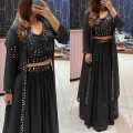 Georgette Stone work Readymade Party Koti Lehanga for Women.