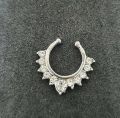Women Fake Nose Ring Silver Color Non-Piercing Clip-On Jewelry Single Piece.