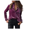 Women's Winter Fashion Velvet Long Sleeve Button Pocket Casual Shirt Top Flannel Shirt Women Blusas Mujer De Moda 2021. 