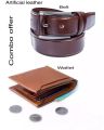 Dark chocolate leather belt and wallet combo offer for men. 