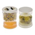 Dry and Wet Dispenser Pickles and Olives Hourglass Jar Container. 