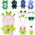 Kawaii Lalafanfan 30Cm Green Plush Animal Clothes Yellow Duck Cute Sweater Sweater Uniform Frog Headwear DIY Birthday Gift. 
