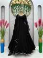 Gorgeous looking Wet Lace Georgette Stone & Lace Work Readymade Gown Three Piece. 