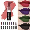 Matte Misty Lipstick Purple Chocolate Lipstick Red Face Black, Durable, Smooth, Moisturizing Formula, Painting Stage Cosmetics.