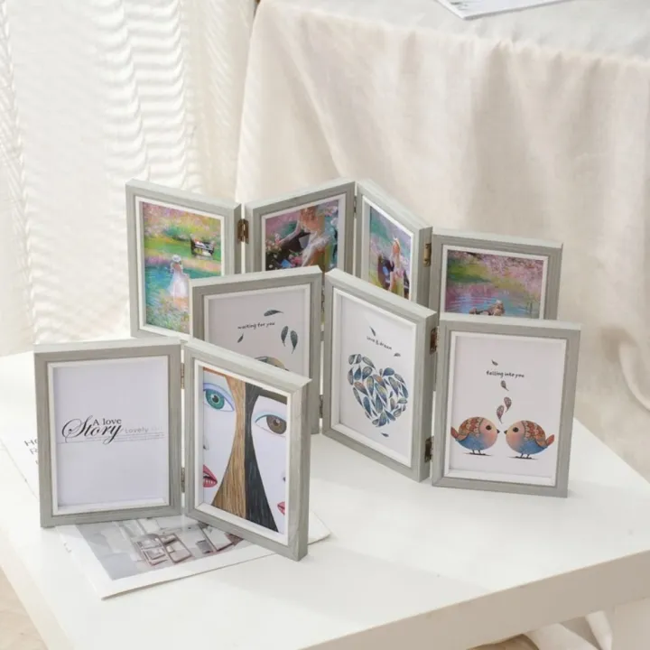 Creative%20Foldable%20Hinge%20Photo%20Frame%20Rectangular%20Double/Triple%20Combination%20Folding%20Frame%20Wooden%202/3/4/5%20Linked%20-%20Image%204