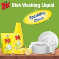 Trix Dishwashing Liquid 750ml (Bottle & Refill Combo) Lemon Fragrance for Scratch-Free Sparkling Clean Dishes, removes grease stains. 