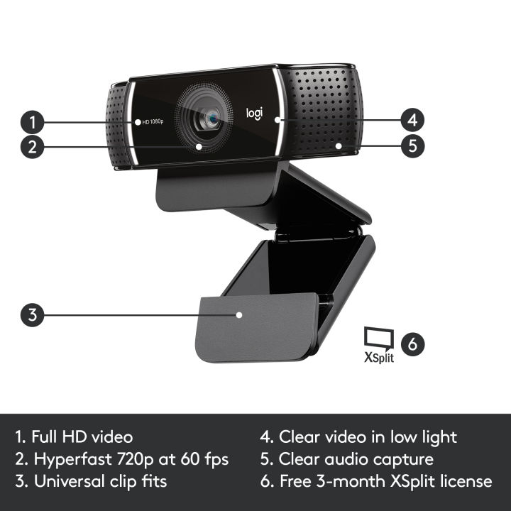 Logitech%20C922%20Pro%20Stream%20Webcam,%20HD%201080p/30fps%20or%20HD%20720p/60fps%20Hyperfast%20Streaming,%20Stereo%20Audio,%20HD%20light%20correction,%20Autofocus,%20For%20YouTube,%20Twitch,%20XSplit,%20PC/Mac/Laptop/Macbook/Tablet%20-%20Black%20-%20Image%206