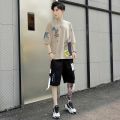 Boys Suit Summer Trendy Loose Korean Style Short SleeveTT-shirt Men's Trousers Sports Suit Handsome Shorts Set.