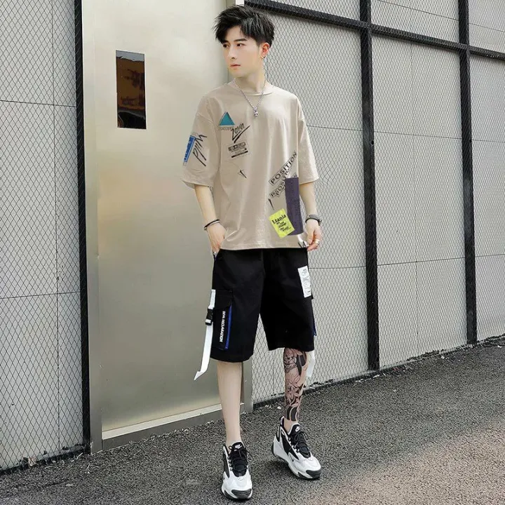 Boys%20Suit%20Summer%20Trendy%20Loose%20Korean%20Style%20Short%20SleeveTT-shirt%20Men's%20Trousers%20Sports%20Suit%20Handsome%20Shorts%20Set%20-%20Image%205