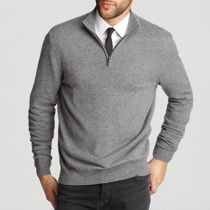 Grey Color Short Zipper Sweater for Men