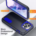 3 In 1 Full Cover Shockproof Phone Case With Stand For iPhone 15 Pro Thick Hard Phone Casing Contrasting Colors Fashion Phone Cover Shell.