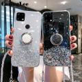 Casinglee for OPPO A15S / A15 case Shiny Ring Glitter Soft Transparent Holder Stand Back cover with String for OPPO A15 / A15S Phone cases cover Stars Moon Girls. 