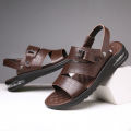 Summer new men's sandalsmen's cowhide beach shoes, casual men's shoes, thick-soled dual-purpose breathable non-slip slippers. 