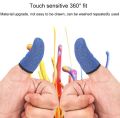 1 Pair Mobile Finger Sleeves - Blue Colour / Sweatproof Gloves for Mobile Gaming Thumb Finger Sleeves - Blue Colour.