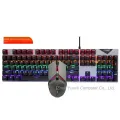 FVQ609 RGB Color True Mechanical Keyboard Gaming Rainbow Glowing 104 Keys Laptop Computer Notebook USB Wired Keyboard-Mouse Set. 