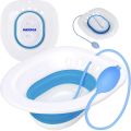 Sitz Bath, Sitz Bath for Hemorrhoids, Sitz Bath for Toilet Seat, Postpartum Care, Sits Bath Kit for Women, Collapsible, Flusher Hose, Drain Holes, Wider Seating Area, Deeper Bowl.